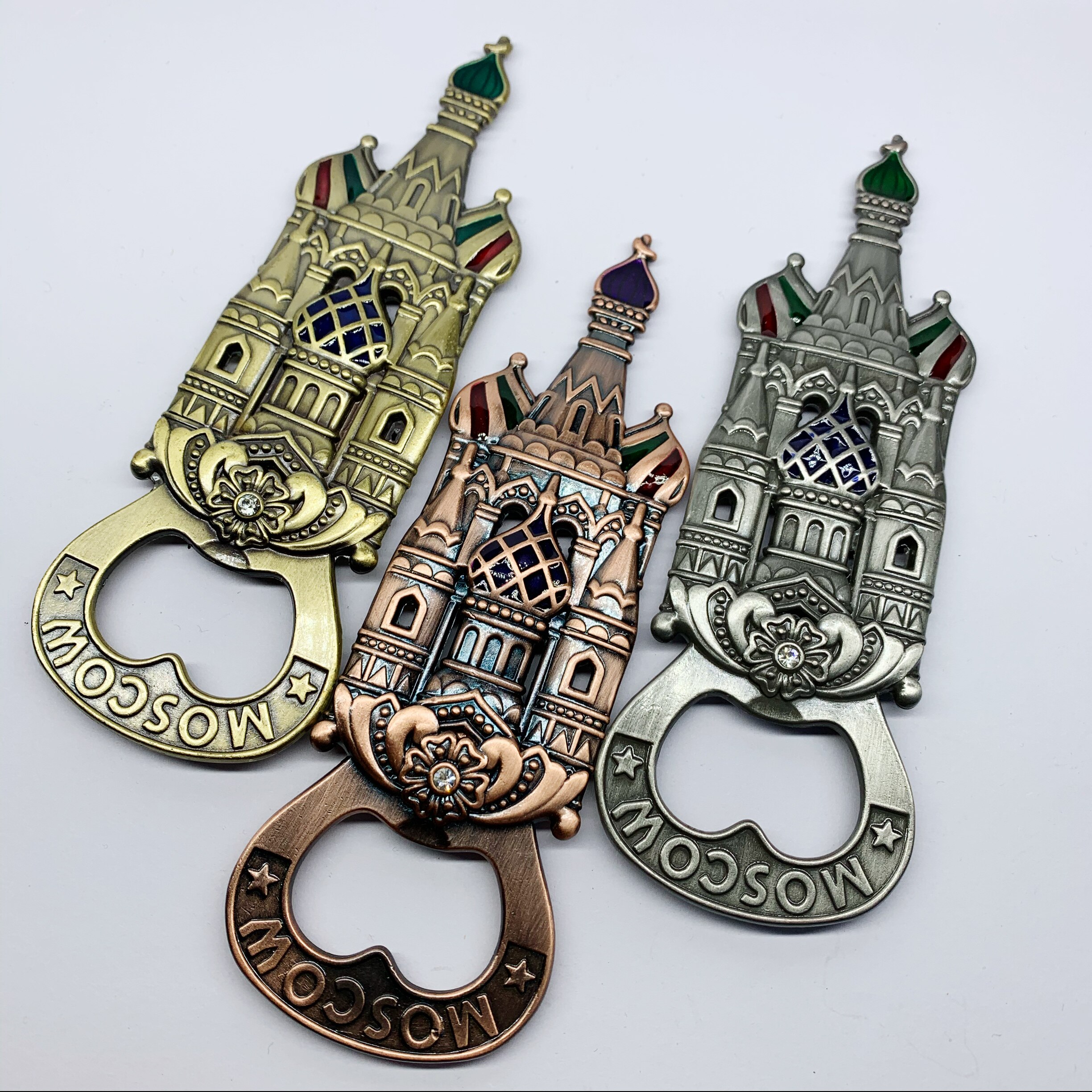 Russian Home Bottle Opener Beer Opener New Popularity Two-sided Castle Portable with Pink Red Antique