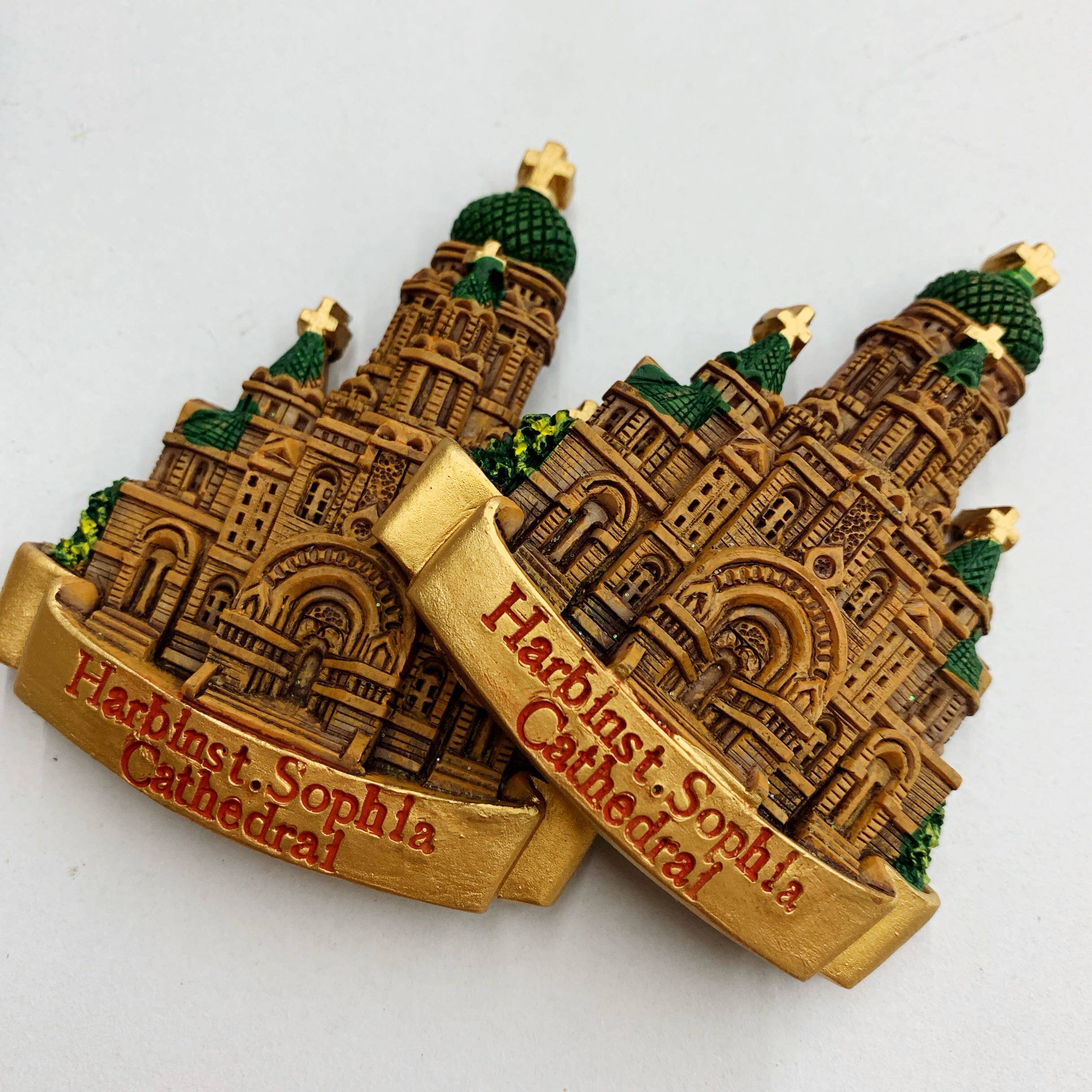 Harbin Sophia Church Tourist Souvenirs Cultural Creative Resin Fridge Sticker Sentiment Sending People Look Solid