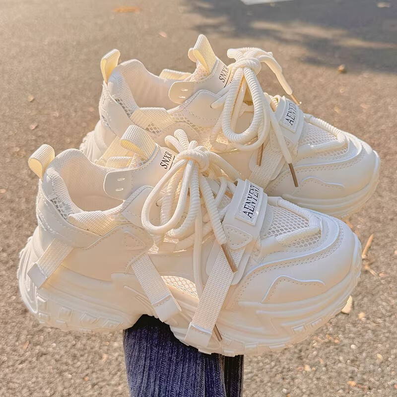 Summer Women's Shoes, Dad Shoes, Breathable Mesh Shoes, Shoes That Go Well with Wide-Leg Pants, Thick-Soled White Sneakers, Trendy Sneakers Summer Women's Shoes, Dad Shoes, Breathable Mesh Shoes, Shoes That Go Well with Wide-Leg Pants, Thick-Soled White Sneakers, Trendy Sneakers