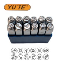 12-piece set 6mm Galaxy Universe series steel stamped gold and silver jewelry hand-engraved tools flower chisel punch