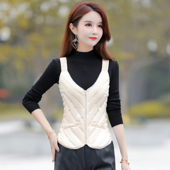 Down vest for women to wear thin, slim and warm inner liner, close-fitting bottoming camisole vest 2023 new winter