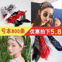 Small square scarf scarf hair strap ins Wind headscarf women Summer with shirt cashew flower thin tie bag neck protection