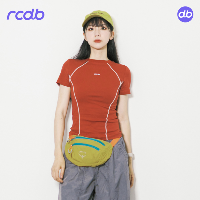 Rcdb Sports Style Hasselblad Line Quick-Drying Short-Sleeved T-Shirt for Women, Summer Slim Fit, Skin-Friendly, Breathable Outdoor Top