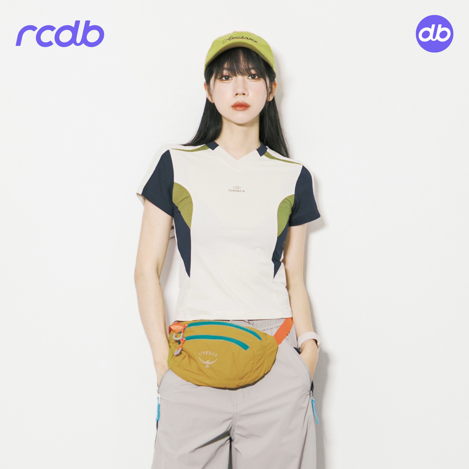 Choconoy Rcdb RCDB户外运动风撞色拼接V领短袖T恤女夏季修身显瘦速干徒步薄上衣