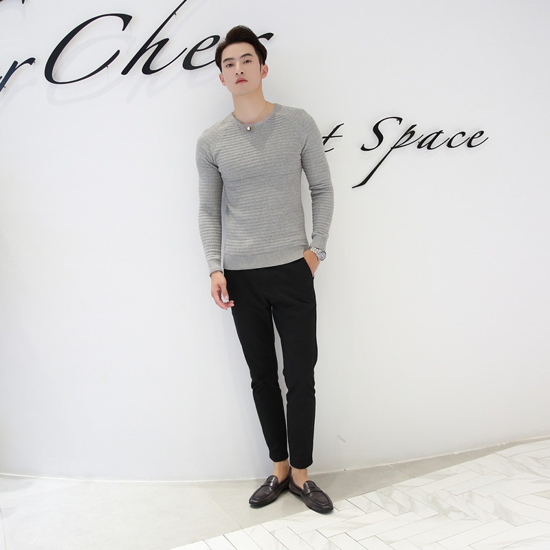 Áo len nam mùa đông phiên bản Hàn Quốc cổ tròn hoang dã rắn rỏi Slim rags new áo len mỏng phần áo len đôi áo đôi