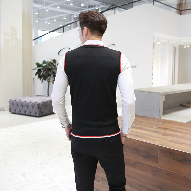 Bin Musen mùa thu và mùa đông vest nam không tay áo len thanh niên áo len nam vest Anh phiên bản Hàn Quốc của áo len xu hướng đồ vest nam