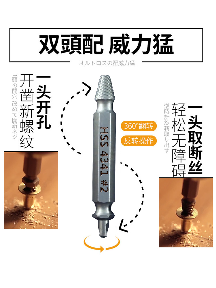 Broken head screw extractor Double head broken wire extractor Repair slip wire slip tooth screw extractor Tool set Screwdriver