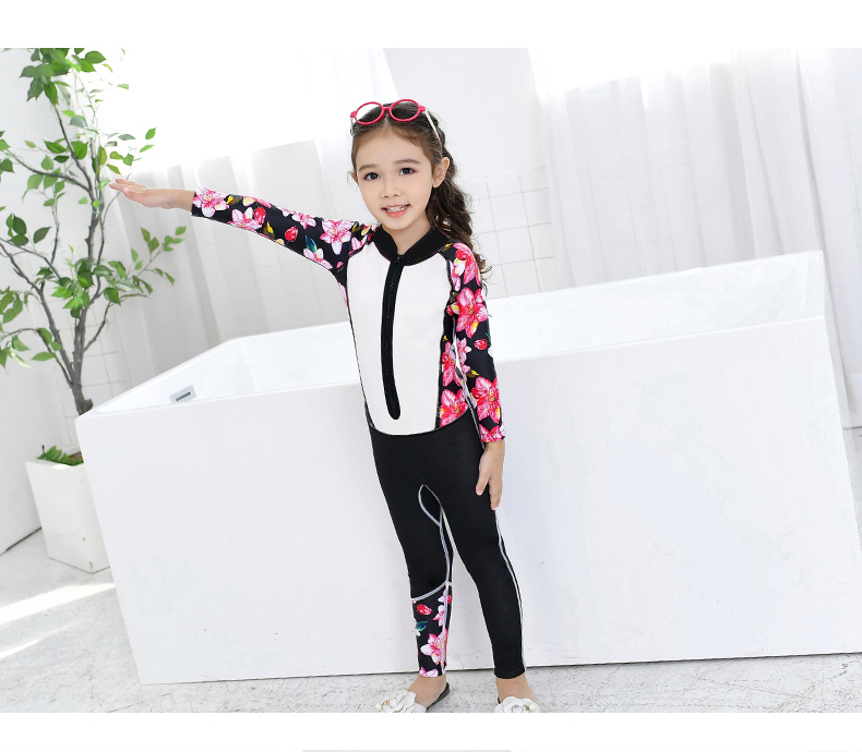 Áo tắm trẻ em dài tay một mảnh mới cho bé gái trong bộ đồ bơi trẻ em lớn Đồ bơi bé gái một mảnh áo chống nắng nhanh khô - Bộ đồ bơi của Kid đồ bơi h&m cho bé gái