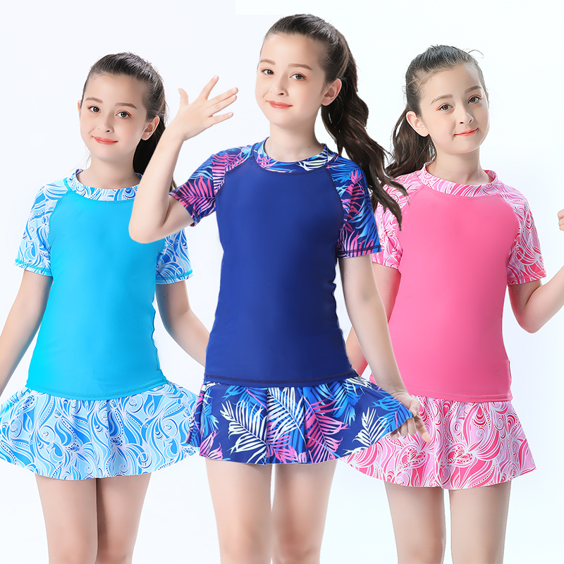 Children's swimsuit women's 2020 new students Two-style swimwear South Korean Inskirt-style flat angle CUHK Tong Girl swimsuit