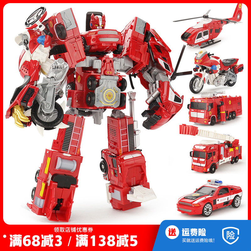 Alloy version deformed robot children's toy model boy police car Aircraft fire truck fit car man King Kong