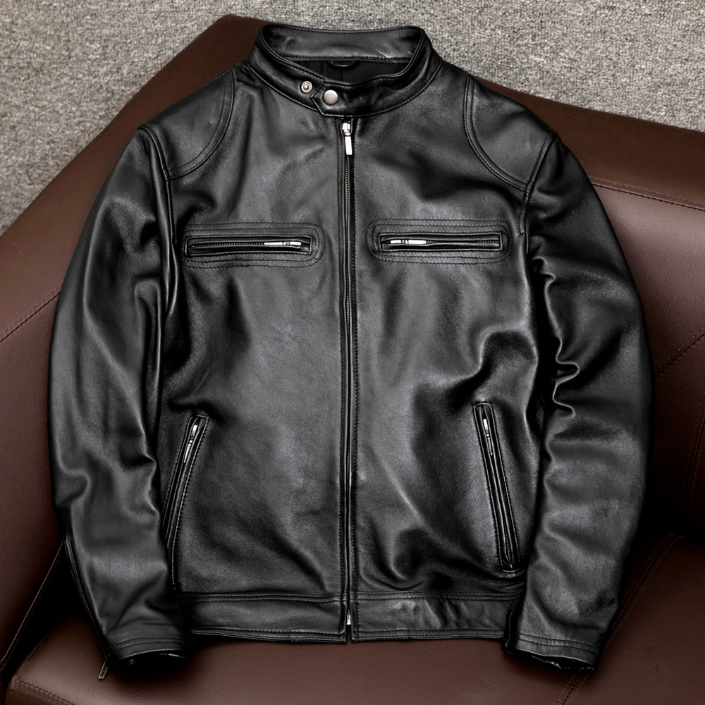 Factory special price pickup Leather Leather Clothing Male head layer Bull Leather Jacket Sheep Leather for a casual workout style jacket