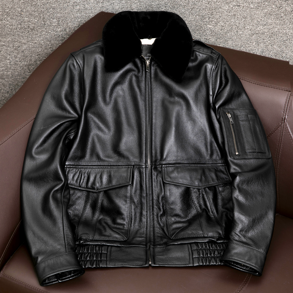 2020 new products genuine leather leather clothing men's head layer pure cow leather new hair collar Air Force flight jacket large size jacket jacket jacket