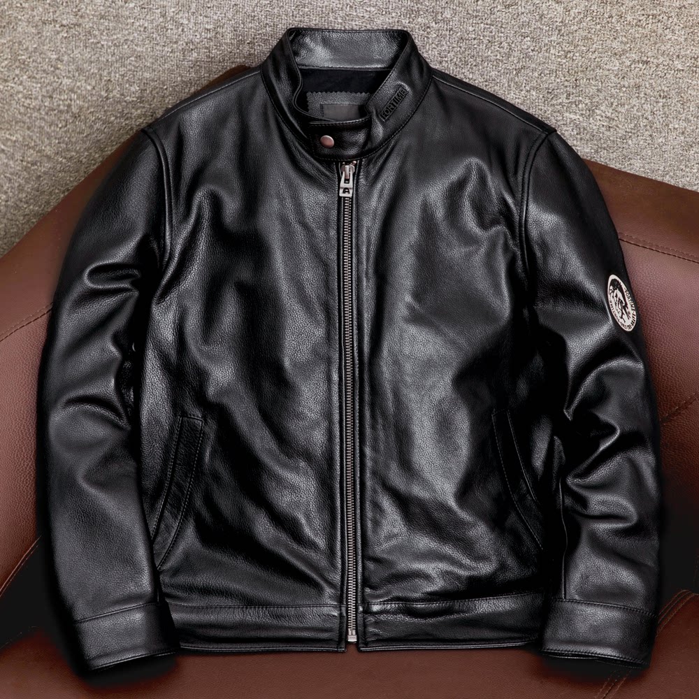 2020 Spring Autumn New Products Pure Head Layer Cow Leather Genuine Leather Leather Clothing Tide Men Stand Short And Casual Leather Jacket Jacket