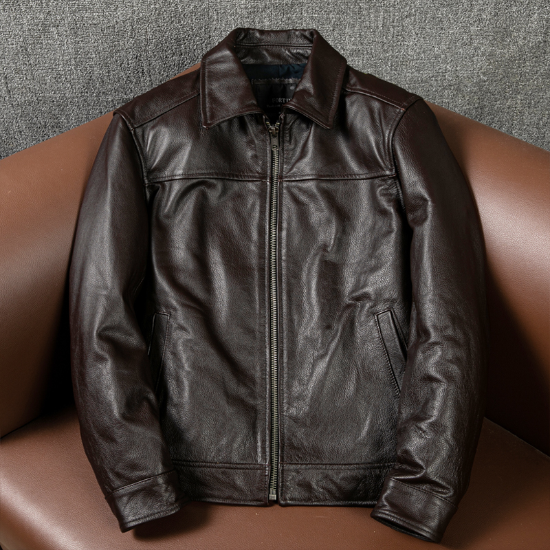 Factory Clearance Sale, Genuine First-Layer Cowhide Leather, Men's Simple Casual Short Leather Jacket Factory Clearance Sale, Genuine First-Layer Cowhide Leather, Men's Simple Casual Short Leather Jacket