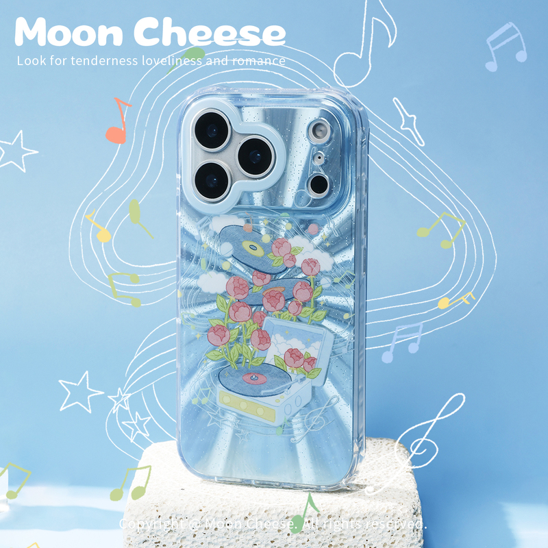 [Humans Need Music] Moon Cheese Original Vinyl Rose Phone Case Suitable for iPhone 16 /17Promax Apple 16Pro Double Layer 14Pro/15 Magnetic Huawei Mate60Pro