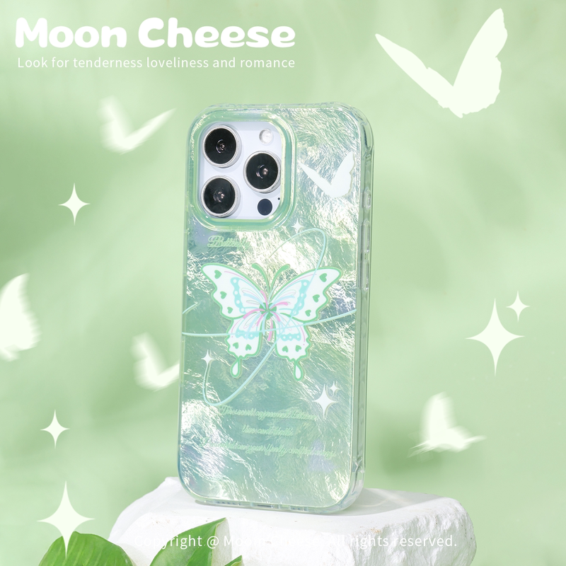 [Free Resonance] Moon Cheese Original Fantasy Butterfly Phone Case Compatible with iPhone 17/16 Pro Max Apple 17 Pro Double Layer Imd Laser 15 Pro Magnetic Huawei Mate 70 Pro