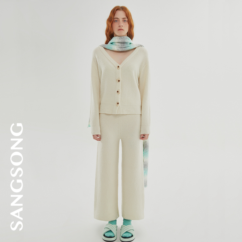Sangsong Wool Loungewear Couth Loop Yarn Knitted Pajamas Elegant and Comfortable Rws Certified Lamb Wool