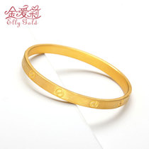 Gold bracelet women 3D hard gold simple brushed glossy bracelet 999 pure gold fashion new pure gold transfer bracelet