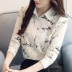 Áo sơ mi voan hoa mùa xuân mới 2018 nữ áo dài tay phiên bản Hàn Quốc của áo sơ mi in hoa lỏng lẻo áo voan kiểu Mùa xuân
