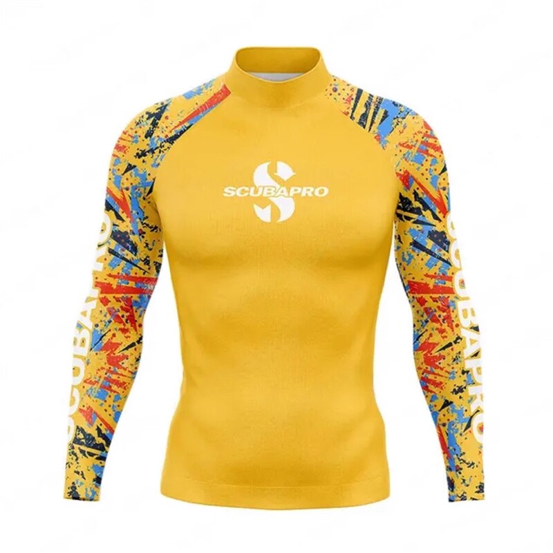 2025 New Outdoor Beach Men's Surfing Suit, Diving Suit, Sun Protection Clothing, Jellyfish Suit, Quick-Drying Breathable Long-Sleeved Swimsuit