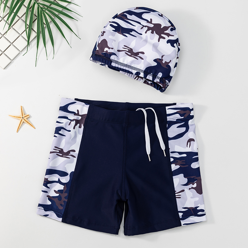 Child swim pants boy CUHK boy two style flat corner swimsuit kid baby students not even cap suit swimming gear