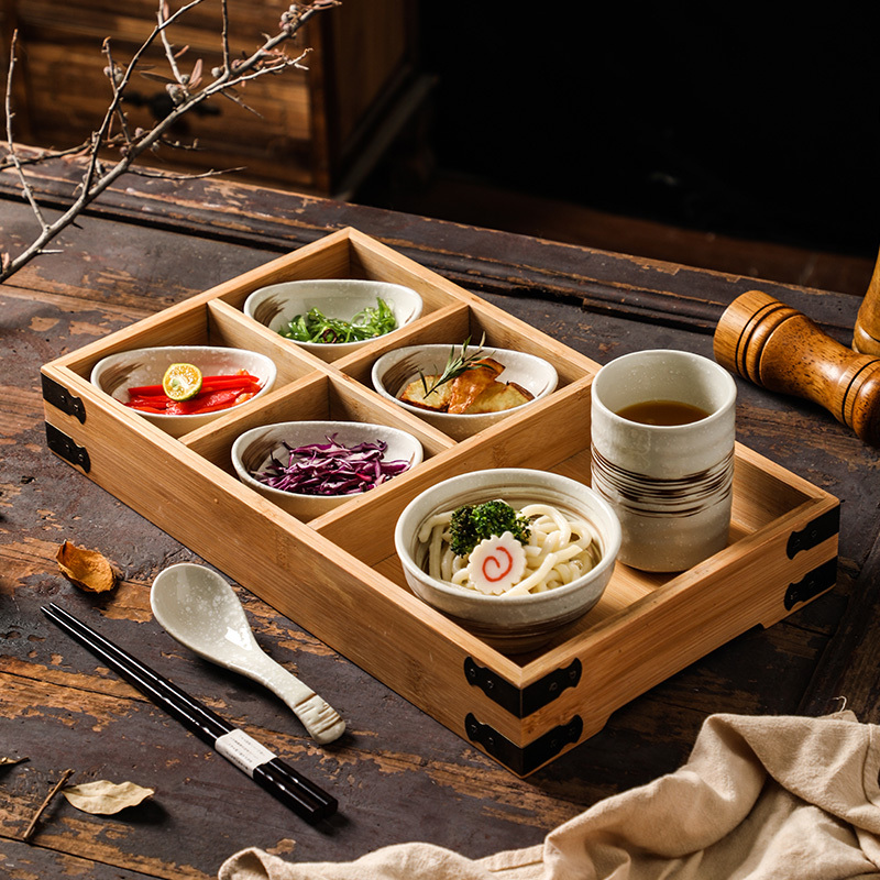 Japanese-Style Creative Ceramic Homestay Breakfast and Postpartum Tableware Set for One Person, with a Sense of Ritual, Divided Tray and Meal Box