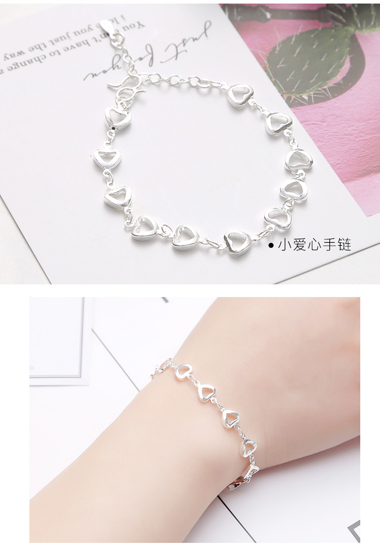 Vòng tay nữ phiên bản Hàn Quốc đơn giản cá tính tươi chuyển hạt bạc chuông Sen Bộ quà tặng sinh nhật cho bạn gái đá đào hoa