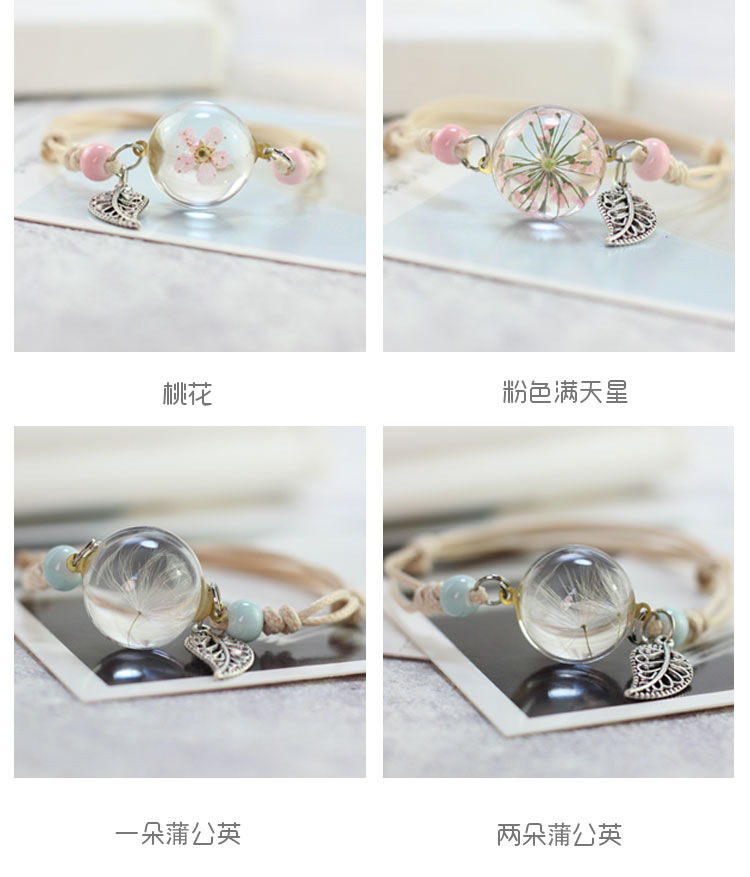 Cá tính hoa khô mẫu vật vòng tay thủy tinh bóng bồ công anh đầy sao gửi cho bạn gái vài món quà sinh nhật nữ vòng vàng tây nữ