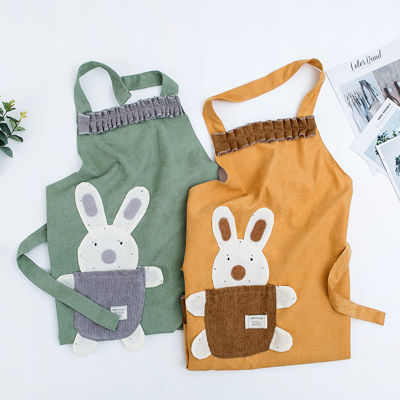 Apron Korean version Fashion kitchen waterproof and anti-fouling cute little bunny adult female men's waistcoat workwear