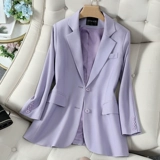 Сиреневый осенний сексуальный короткий пиджак классического кроя для отдыха, подходит для подростков