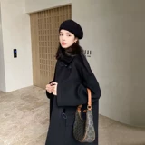 Черное двусторонное шерстяное демисезонное шерстяное пальто, средней длины, подходит для подростков, изысканный стиль