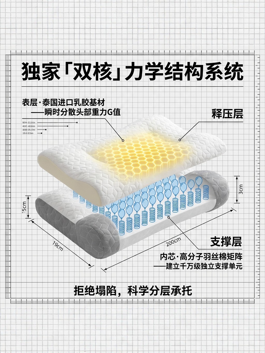 Anti-Arch Latex Traction Pillow, Cervical Spine Protection, Special Pillow Core for Sleep, One Pair, Home Use, Non-Collapse Neck Protection Pillow