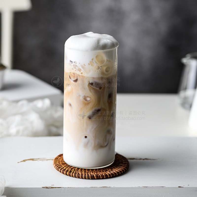 ins English letter glass cup straight height glass cup ice American iced coffee cup glass mug