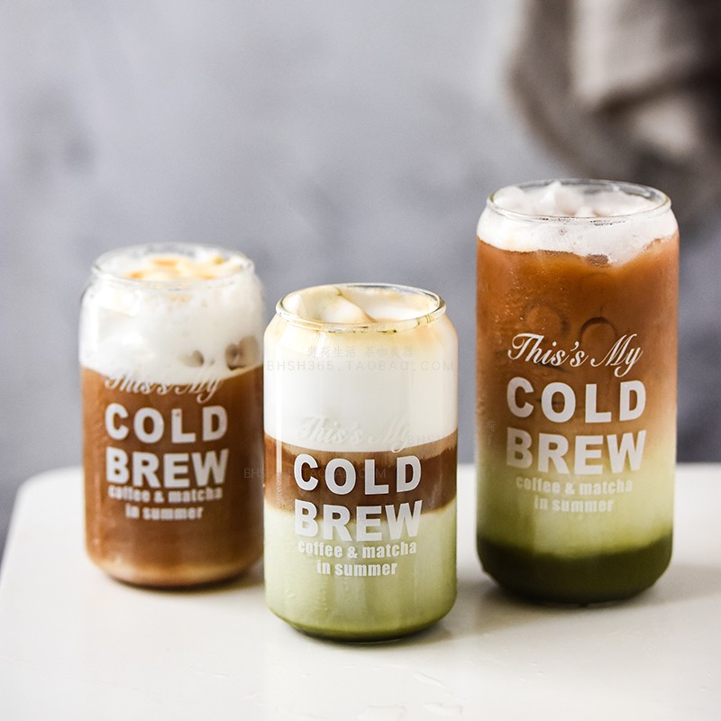 English cold brew coffee cup cafe with can glass cup dessert shop juice drink cup