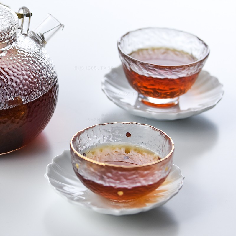 Heat Resistant Glass Tea Cup Kung Fu Tea Cup Hammer Mesh Glass Tea Mug Glass Tea Cup