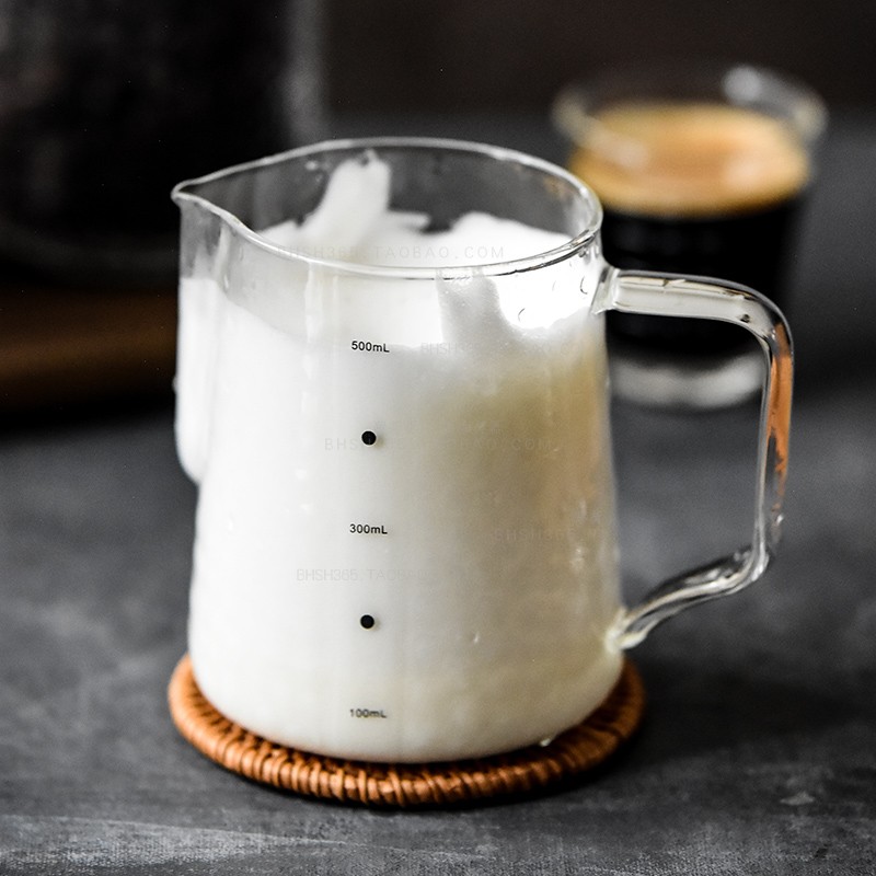 Hand hammered glass milk jug scale milk cup milk cup milk tank heat-resistant glass cup fair cup sharing pot can microwave