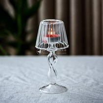 European style retro handmade glass candle holder Net Red Cafe homestay courtyard aromatherapy windproof Candlestick home decoration