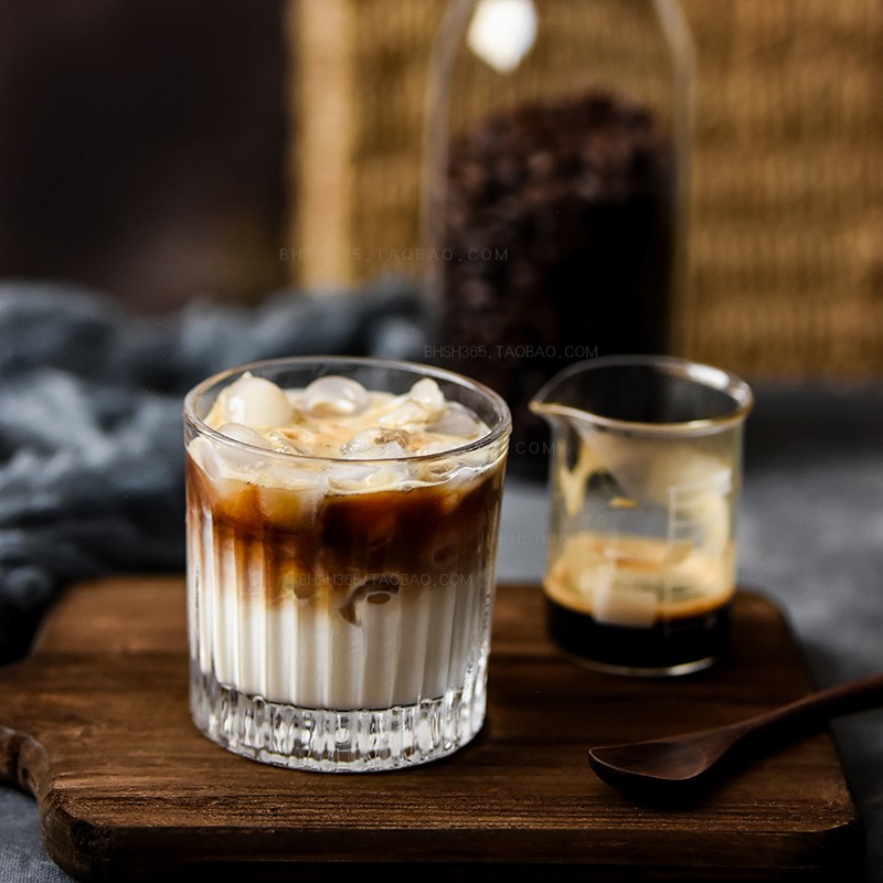 Classical Vertical Stripe Glass Cup Iced Coffee Cup Iced Coffee Cup Iced American Coffee Cup Rice Milk Cup Dining Room Water Cup Thickened