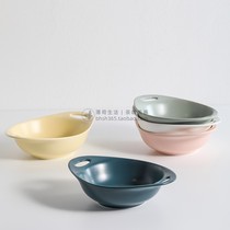 Ceramic double ear bowl matte color baked rice bowl salad snack plate Net Red Cafe tableware bowl snack plate