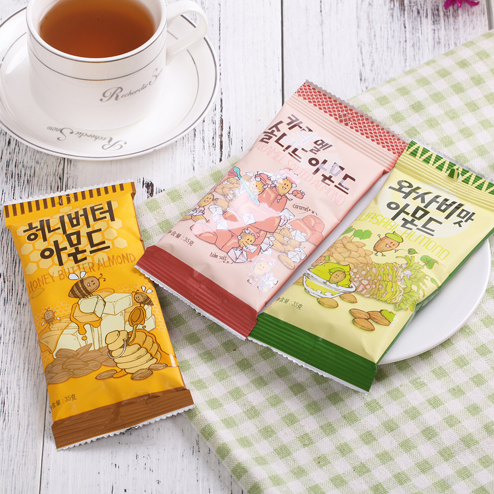 South Korea imported almond Tom Farm honey butter almond kernels 35g nut snacks Badanmu dried fruits are delicious