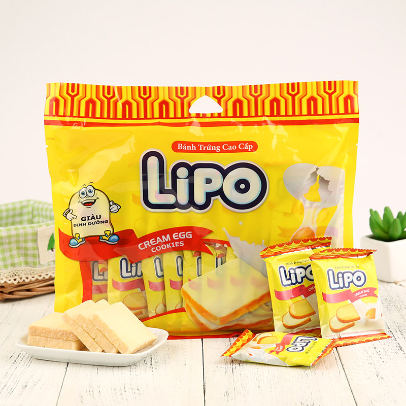 Vietnamese Import LiPortuguese Breakfast Daikon Food Bread Slices Dry Cake Zero Food Cookies Lipo Bread Dry 200g Pack
