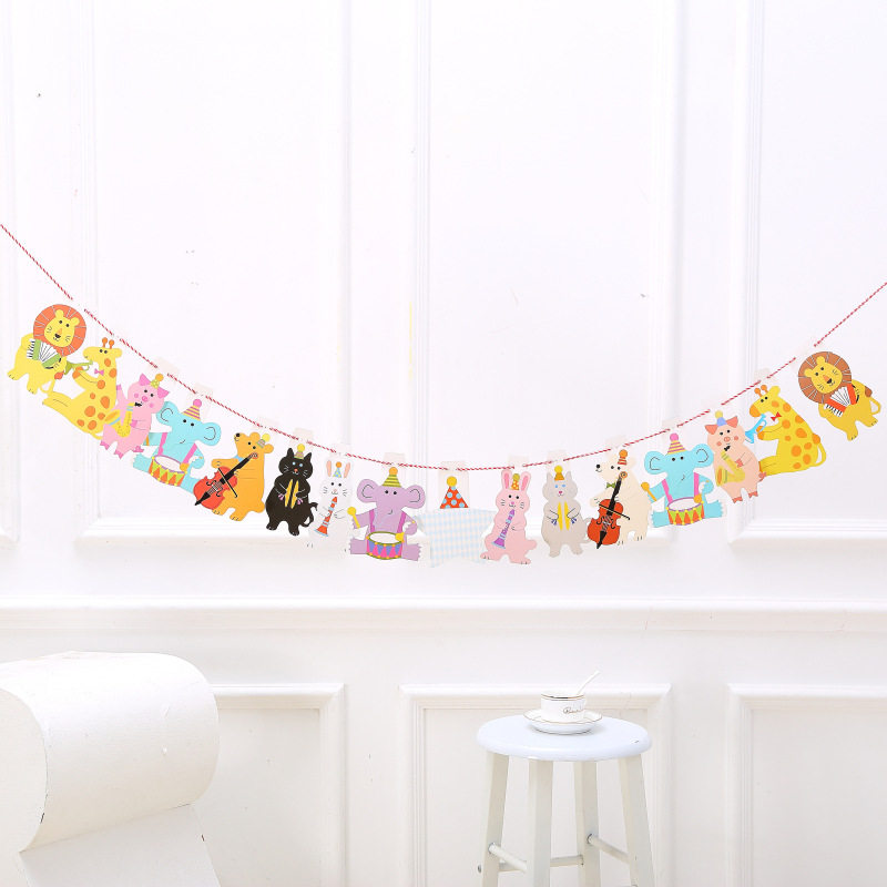 In ins maiden bedroom dorm room dorm shopsCartoon animal party color flag set festival gathering paper decoration