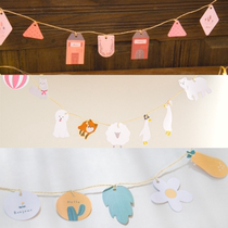 Small fresh ins grid wall small bunting party wave dot love triangle animal hanging flag birthday party decoration