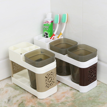 Simple brushing cup rack shelf creative household bathroom family of three and four couples toothbrush cup set
