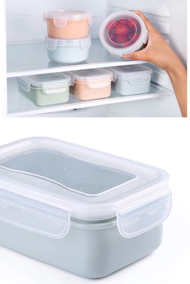 Bếp Bento Hộp nhựa Hộp lưu trữ thực phẩm Lớp tủ lạnh Hộp lưu trữ hình chữ nhật Hộp cơm trưa nhỏ Hộp kín - Hộp cơm điện sưởi ấm gào mên điện