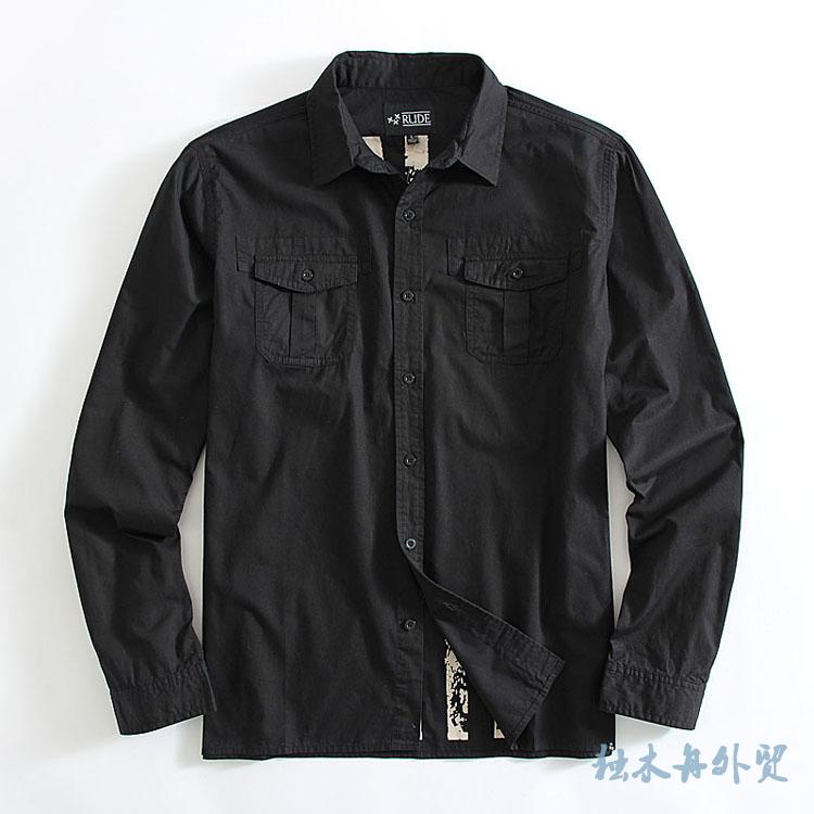 Canoe Foreign Trade Raw Singles Men's Pure Cotton Printed Personality Long Sleeve Shirt Shirt Man