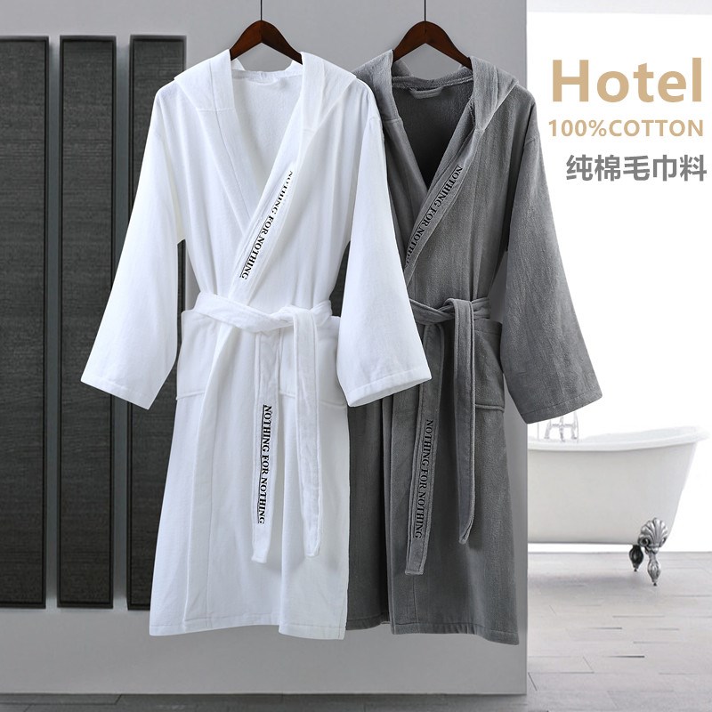 Bathrobes for men and women, Four Seasons universal thin cotton towel material absorbent quick-drying robe ladies long bath skirt yp