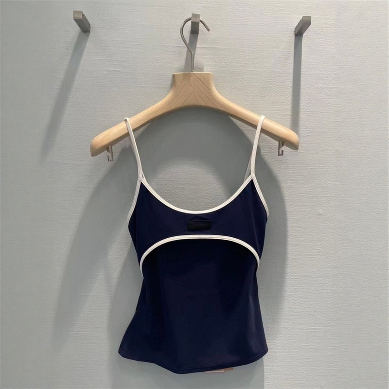 Manella Haute Couture 25 Summer New Collection Letter Logo Patchwork Contrast Trim Sports Slim Fit Camisole for Women