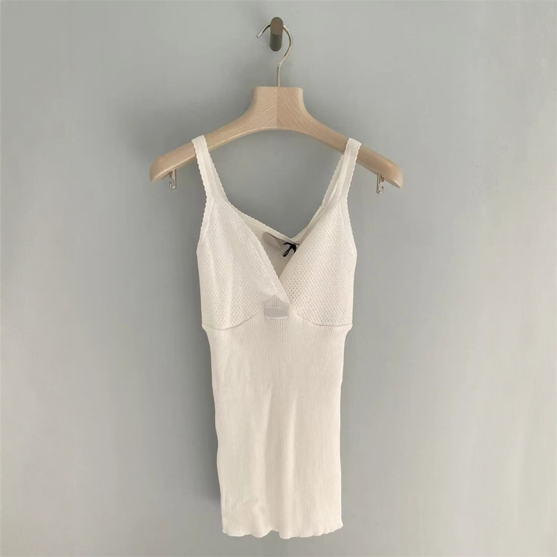 Manella Haute Couture 25 Early Autumn New Letter Logo Applique Fashion Show Style Cotton Knit Vest Sleeveless Top