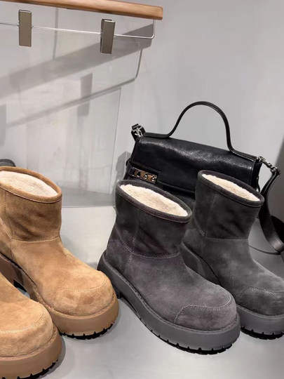 欧洲站加绒厚底雪地靴女冬季新款保暖防寒棉鞋子冬靴东北户外棉靴